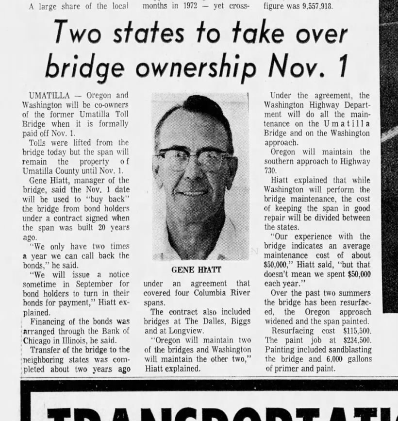Two states to take over bridge ownership Nov. 1