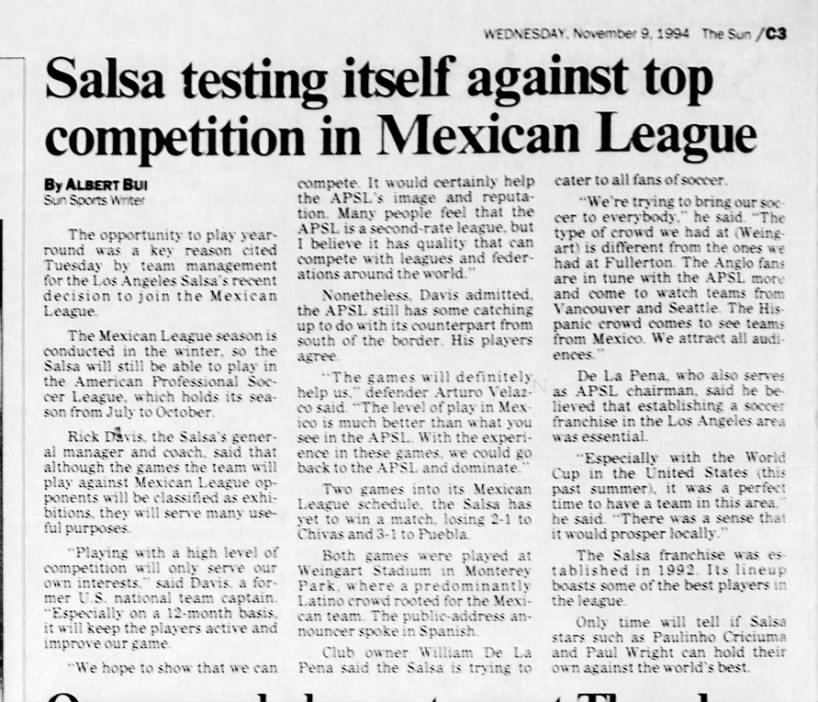 Salsa testing itself against top competition in Mexican League