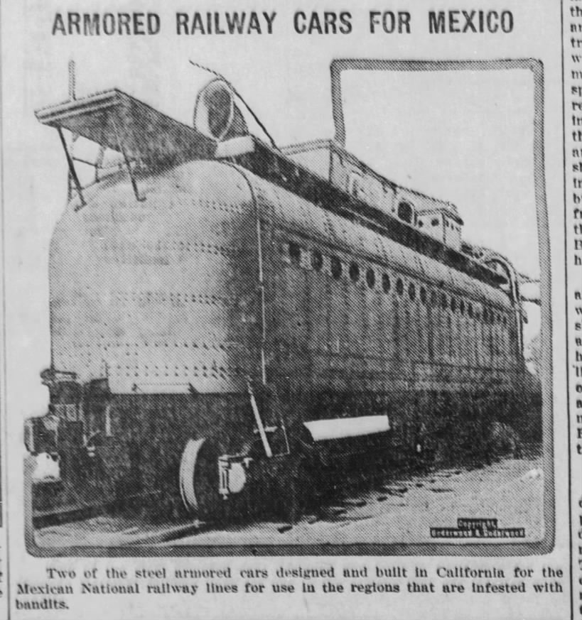 steel armored car for Mexican Railway 1920