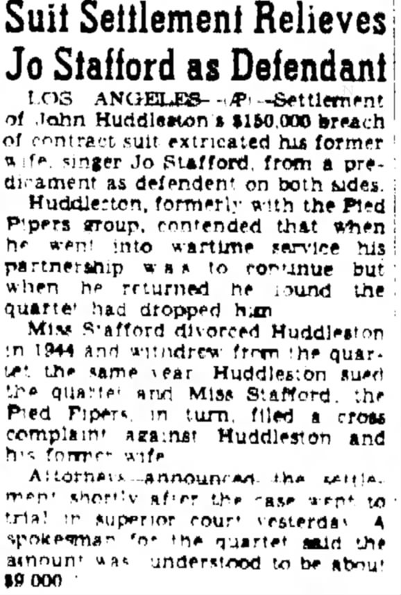 Huddleston lawsuit settled 1947