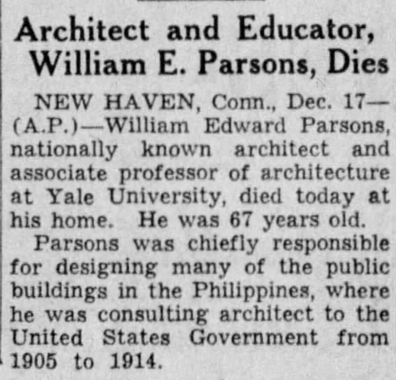 William Edward Parsons, the architect