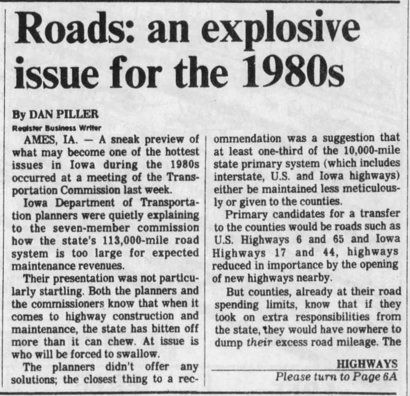 Roads: An Explosive Issue for the 1980s
