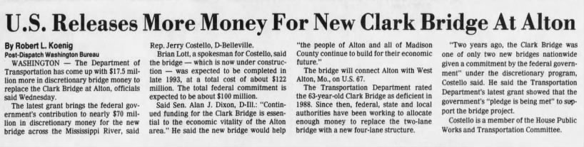 U.S. releases more money for new Clark Bridge at Alton