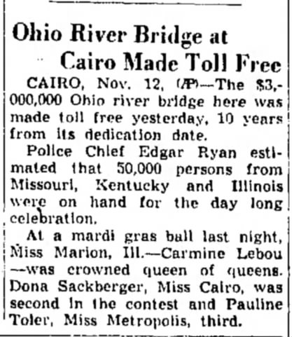 Toll free Ohio River bridge