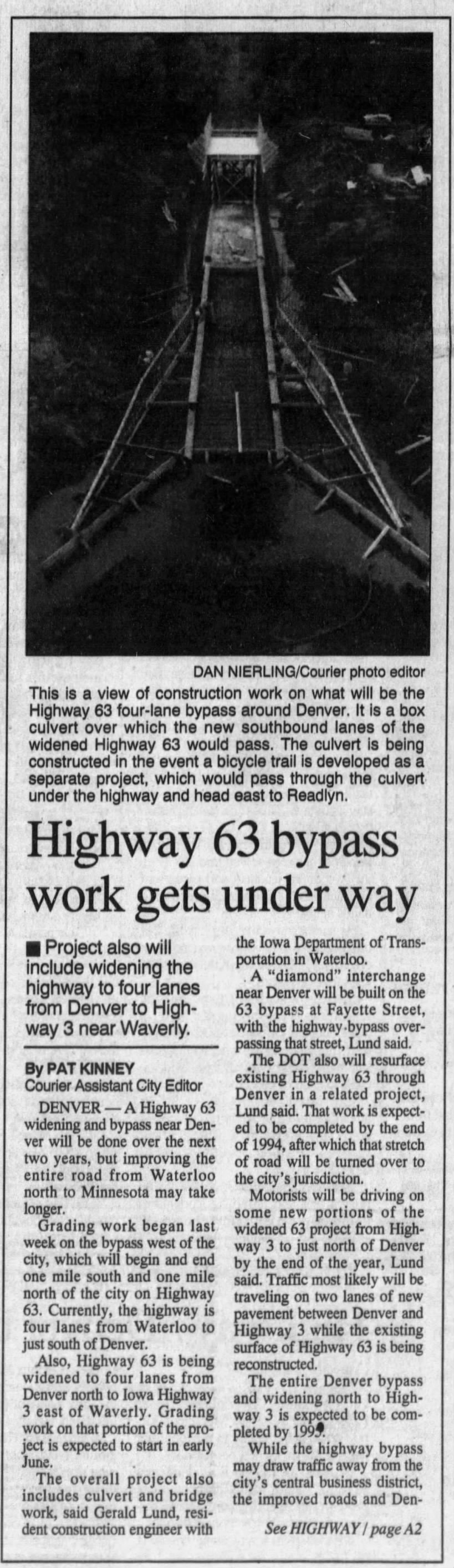 Highway 63 bypass work gets under way
