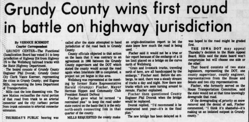 Grundy County Wins First Round in Battle on Highway Jurisdiction