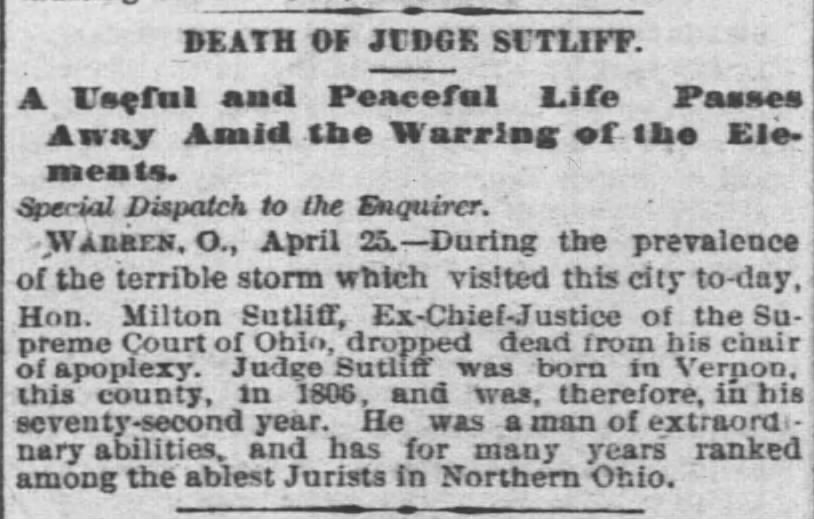 Death of Milton Sutliff