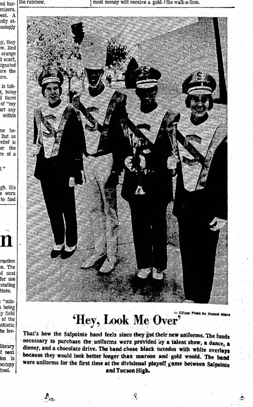 New Band Uniforms for Lancer Band 11/25/1970