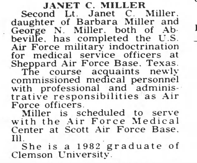 2nd Lt Janet Miller