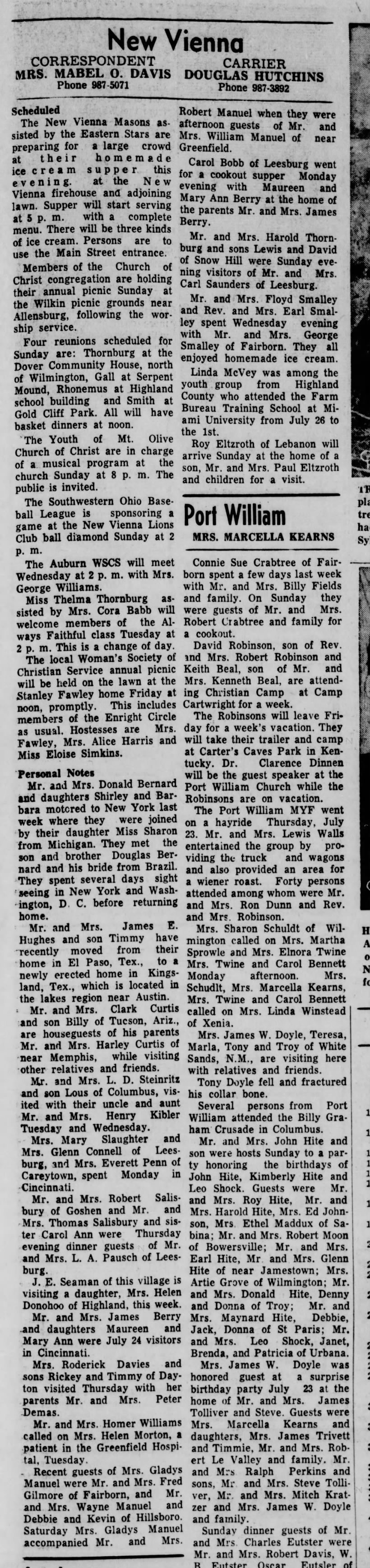 1964 New Vienna News -Aug.1