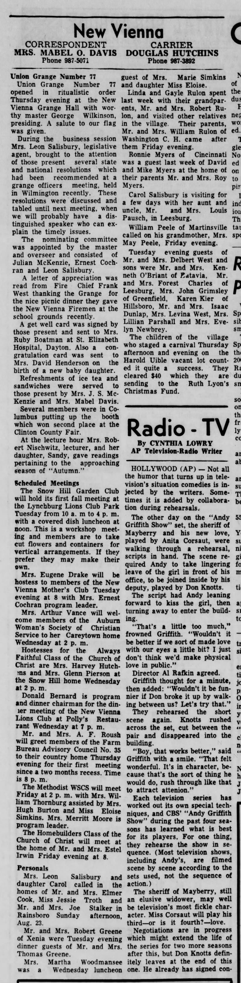 1964 New Vienna News -Aug.31