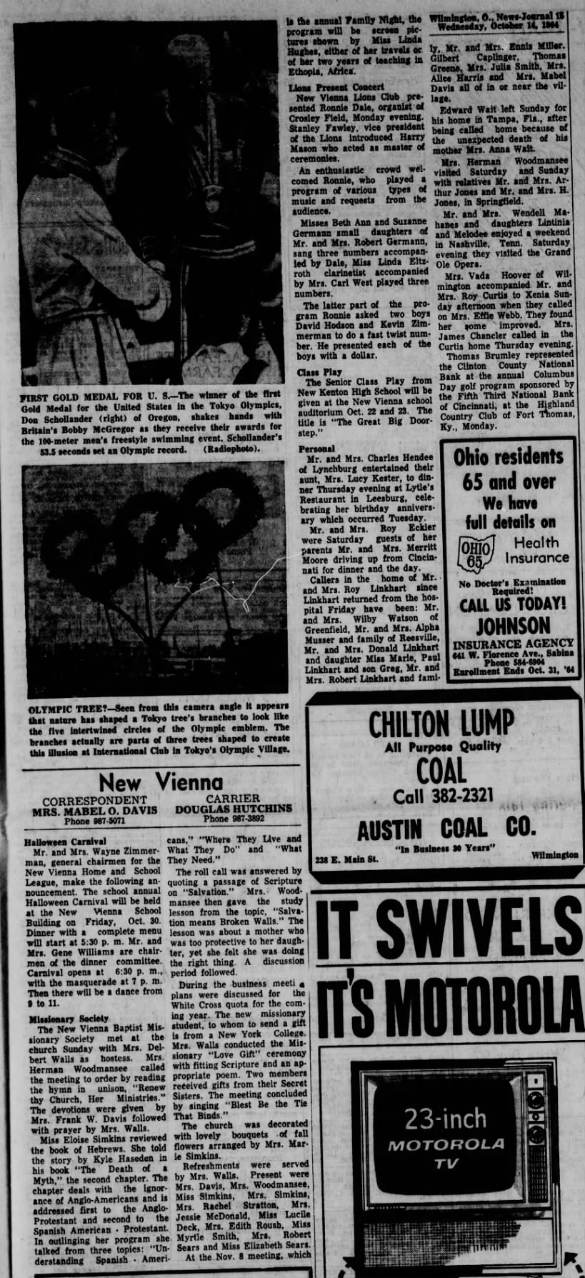 1964 New Vienna (Ohio) News -Oct.14