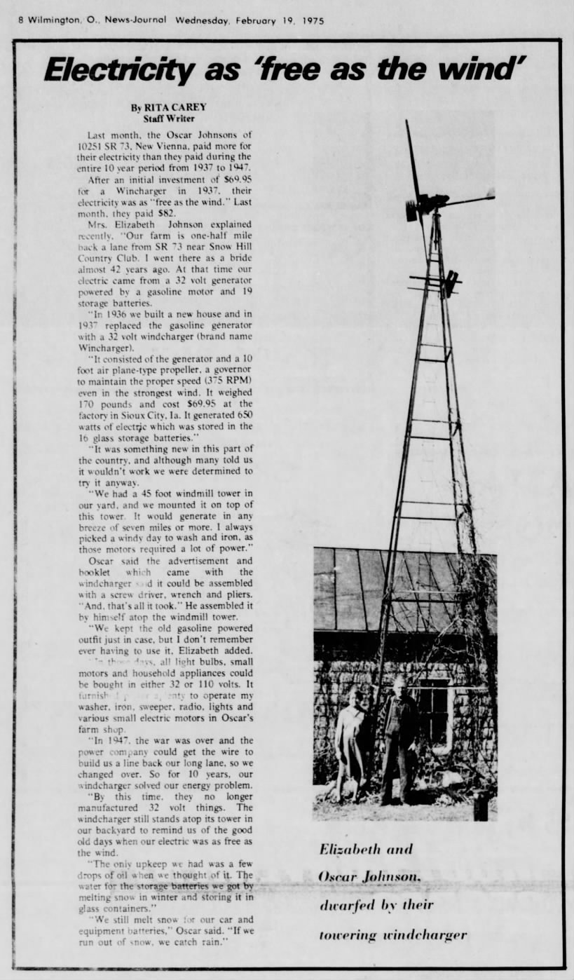 1975 Oscar & Elizabeth Johnson windmill