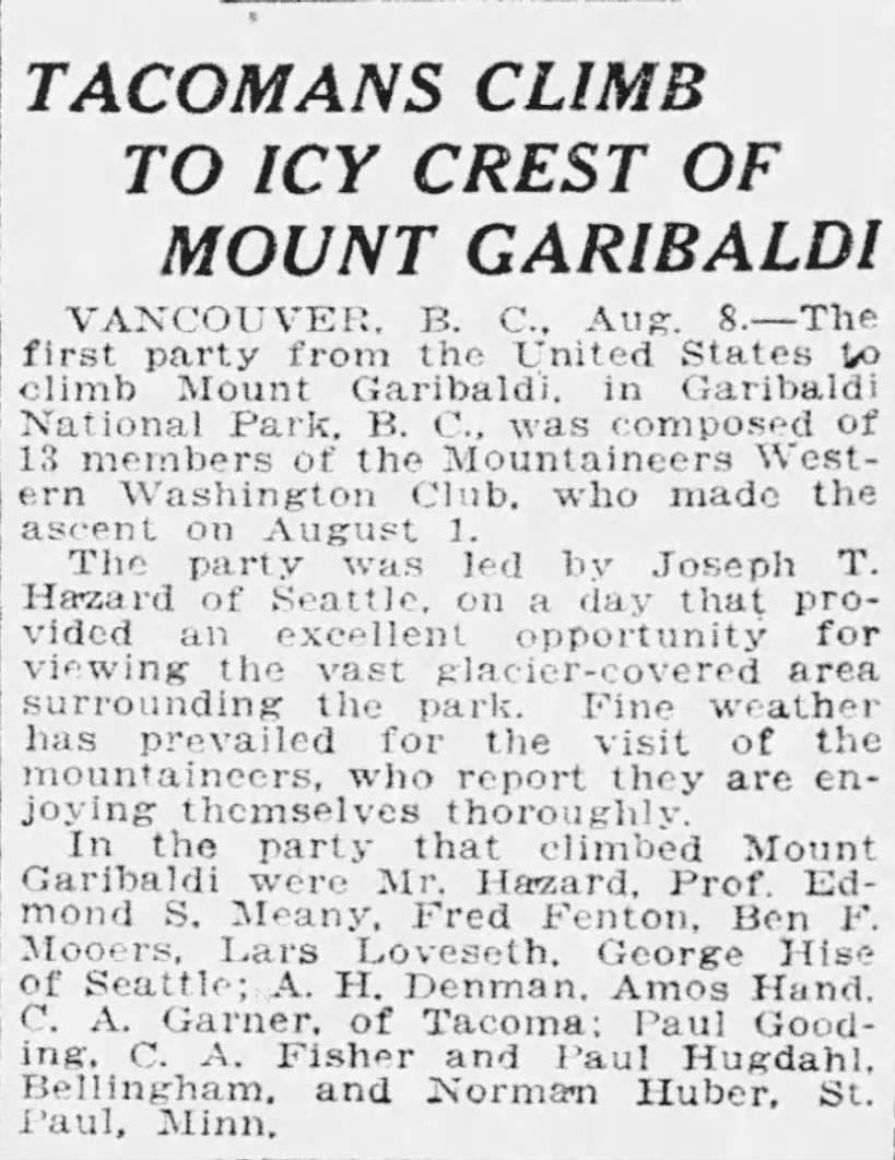 Tacomans Climb to Icy Crest of Mount Garibaldi