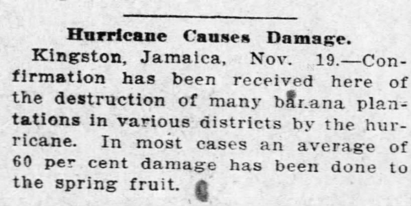 1912 Jamaica hurricane