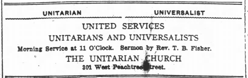 1918.04.20 Large Ad for Joint U-U Service. Rev. Fisher (Universalist)