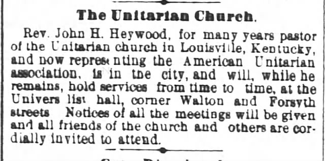 1881.03.12 Rev. J Heywood Represents Unitarians