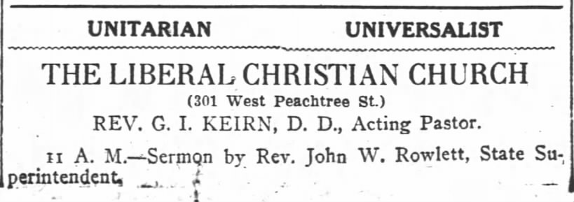 1918.11.30 Ad Liberal Christian Church, sermon by Rev. Rowlett