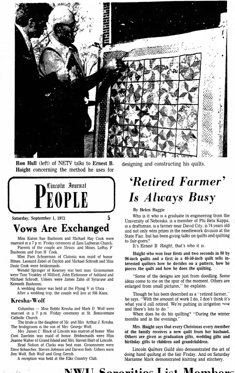 Sept 1, 1973, Retired Farmer is Always Busy, Lincoln Evening Journal