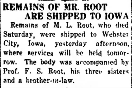 Martin Luther Root Obituary 01.22.1923