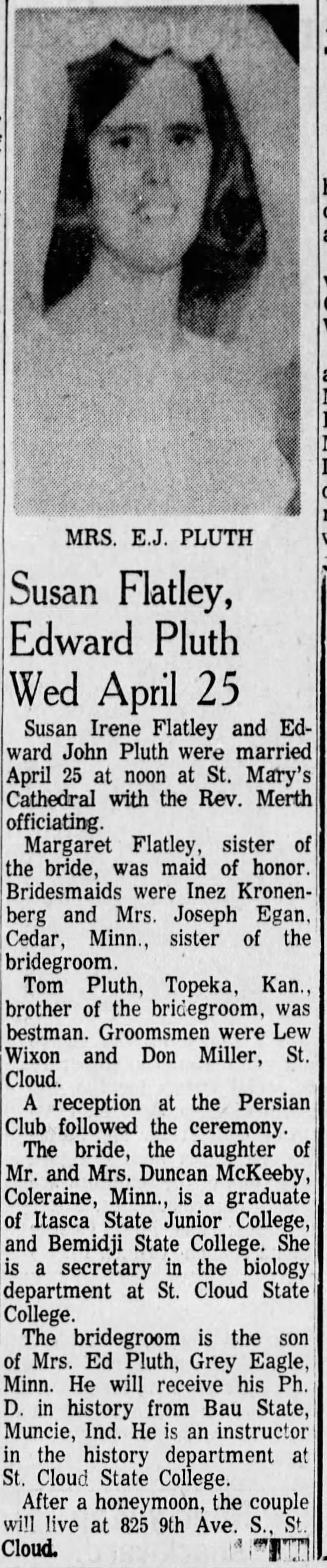 Susan Flatley / Edward Pluth wedding