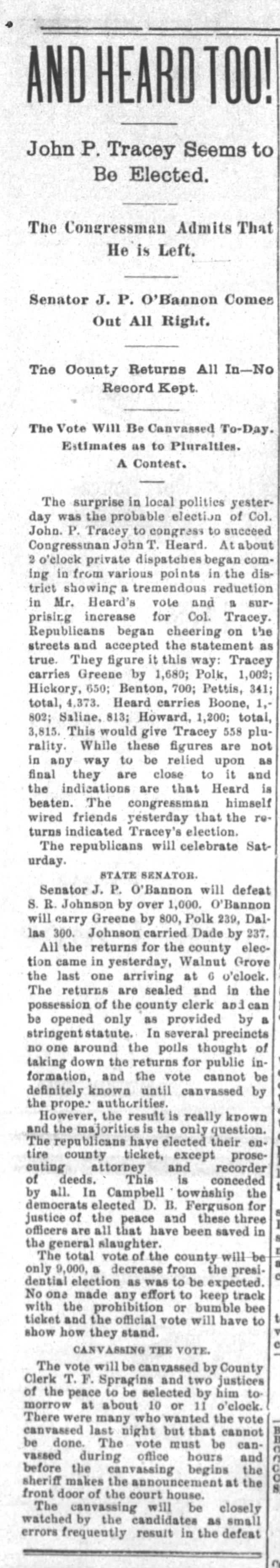 1894 JP Tracey elected to Congress
