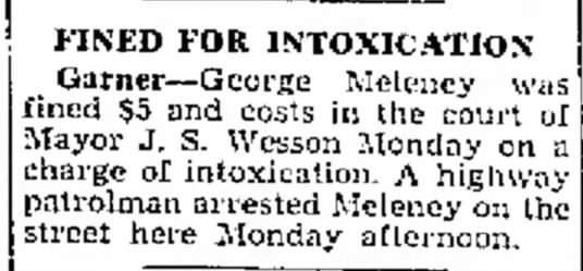 Meleney, George - Public Intoxication
