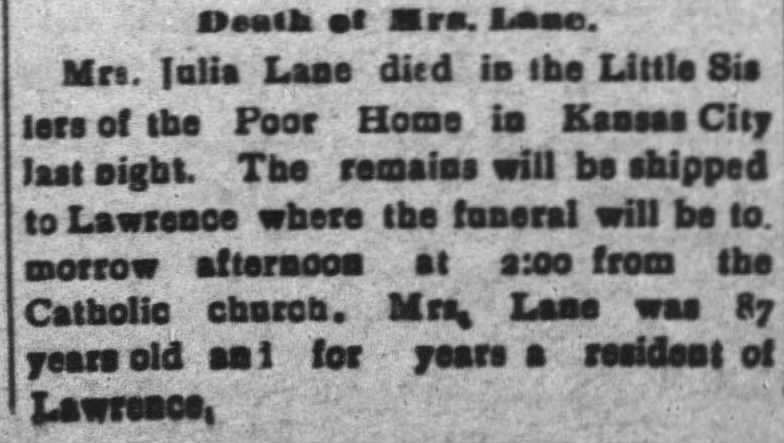 Julia lane died 7/10/1903