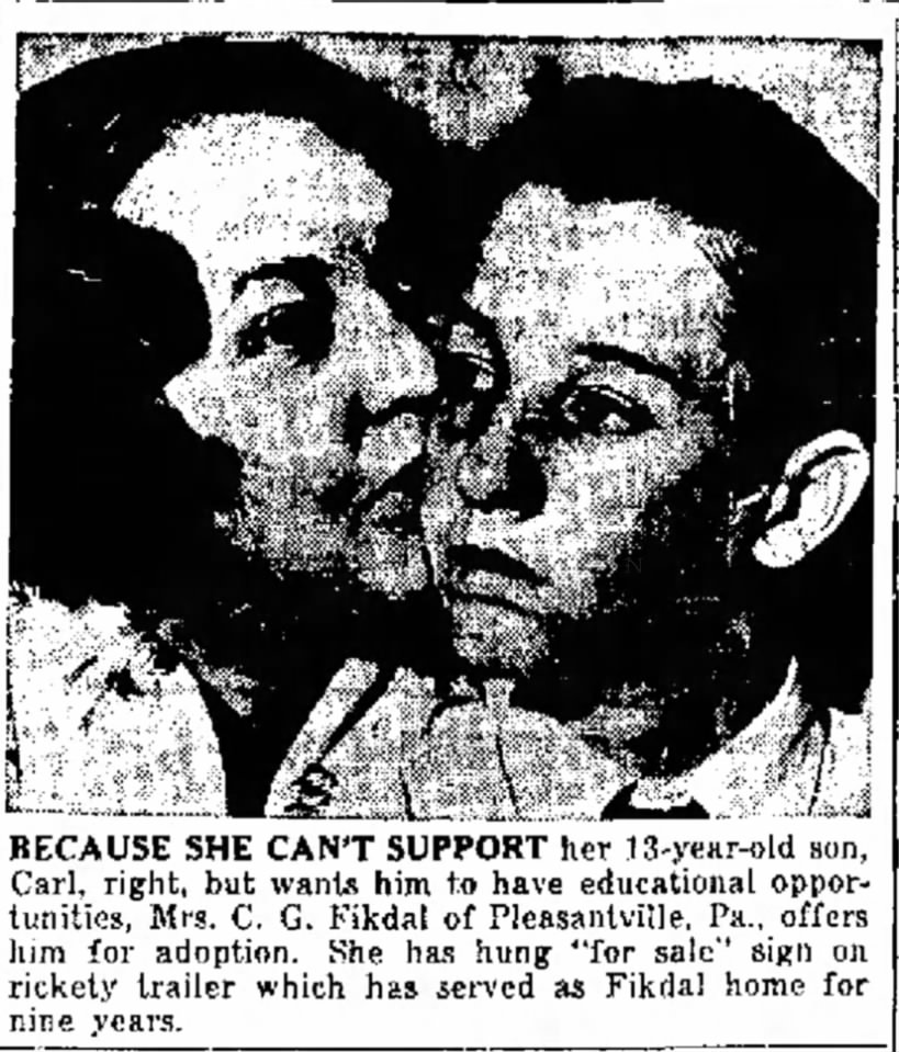 13 y. o. offered for adoption Amarillo Globe 8/25/1939