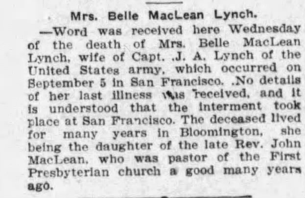 Obituary for Belle Mac Lean Lynch