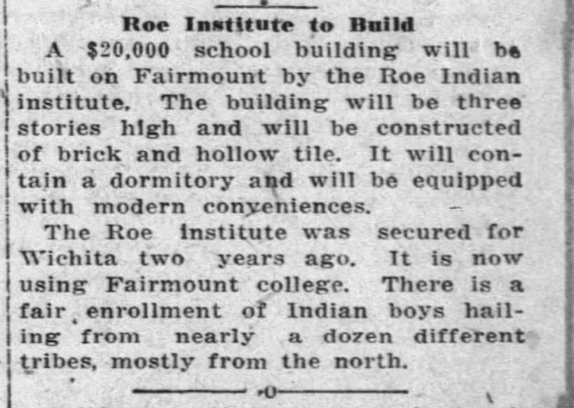 Roe Indian Institute later renamed American Indian Institute