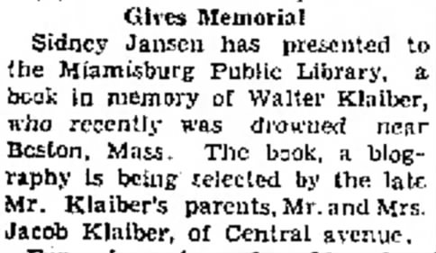 The Journal News, Hamilton, OH 19 Aug 1930...Walter Klaiber/ Mr & Mrs Jacob Klaiber