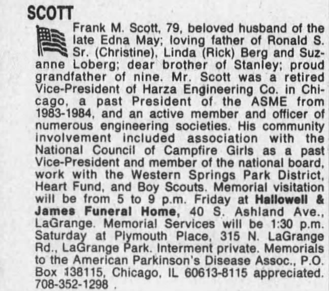 Obituary for Frank M. Scott