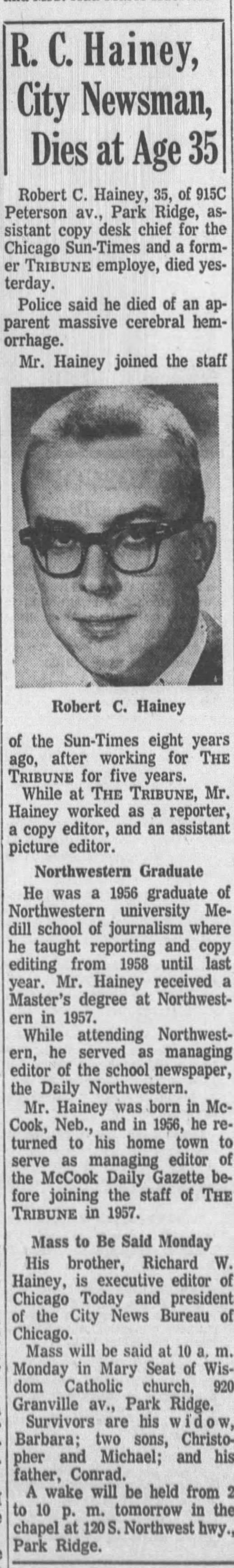 Obituary for R. C. Hainey