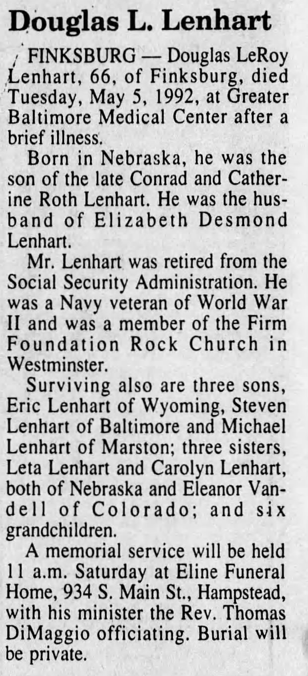 Obituary for Douglas L. Lenhart