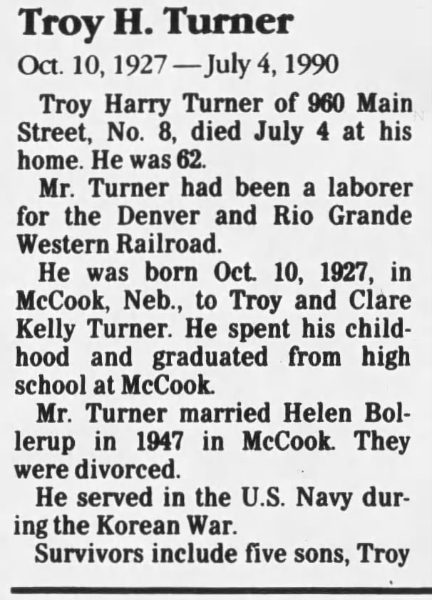Obituary for Troy Harry Turner