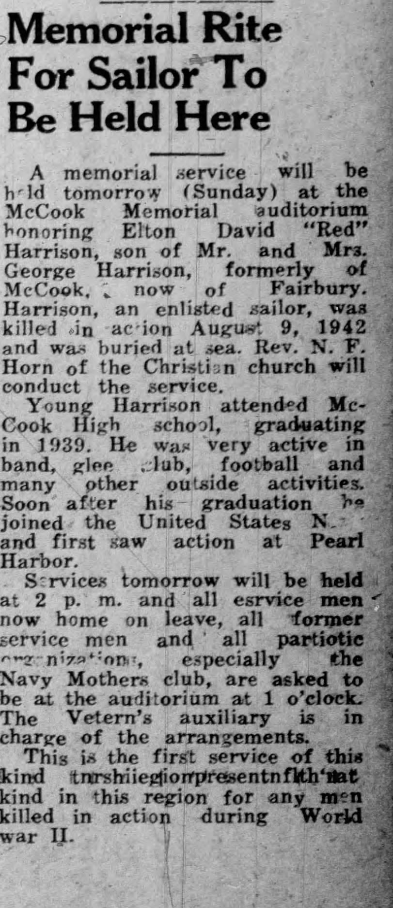 Obituary for Elton Harrison