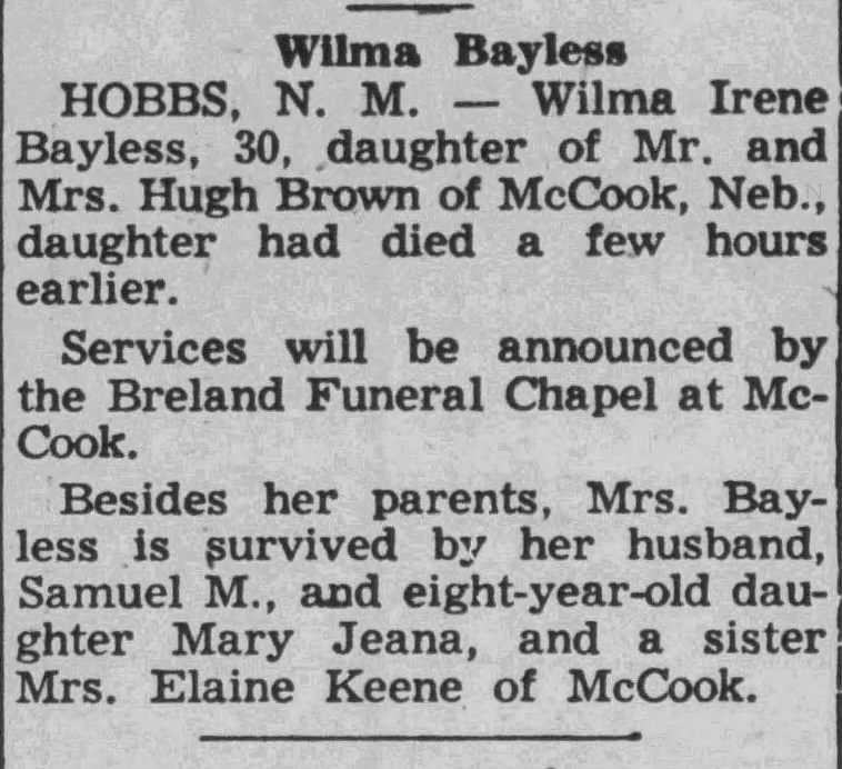 Obituary for Wilma Irene Bay