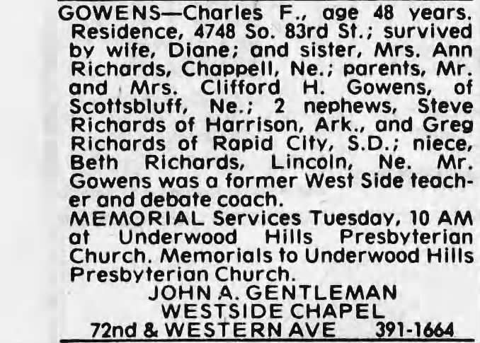 Obituary for Charles GOWENS