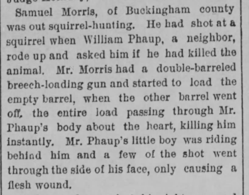 Samuel Morris kills William Phaup