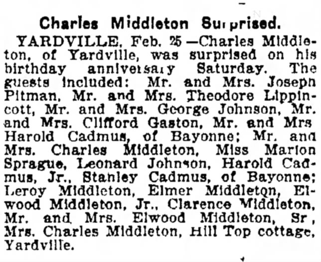 Clarence Middleton 2-25-1908
Family?
