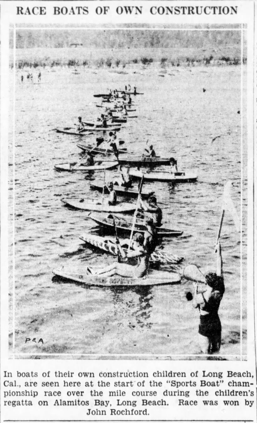 John Rochford wins 1 mile race in home-made kayak. September 29, 1929. Brooklyn Daily Eagle