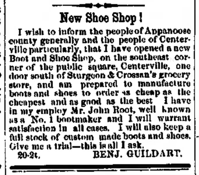 Mr. John Root, New Shoe Shop Oct 21, 1871