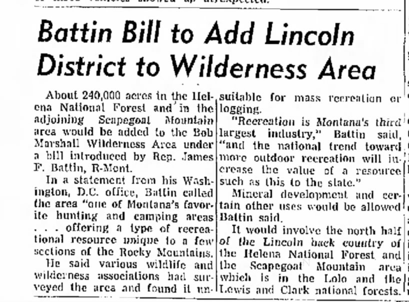 Battin Wilderness bill