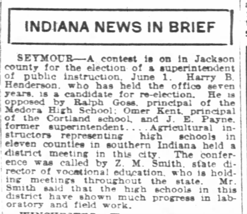 10 April 1925 J.E. Payne running for superintendent of public instruction.