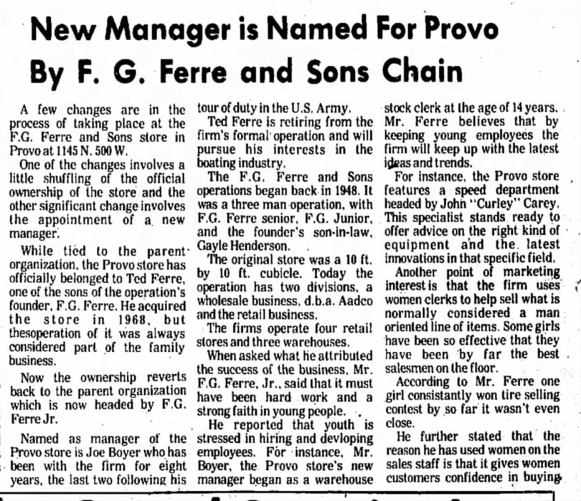12 April 1973 Fred George Ferre