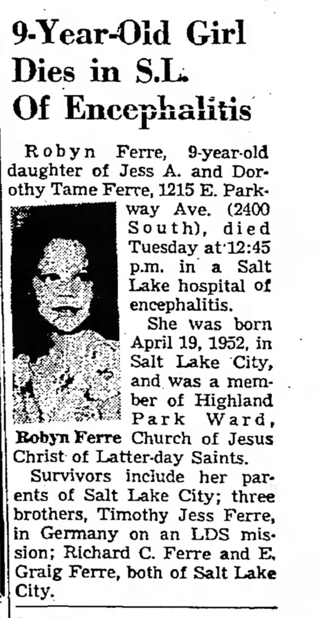 19 July 1961 Robyn Ferre