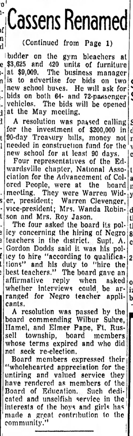 NAACP Asks Board of Education 
To View Negro Applications