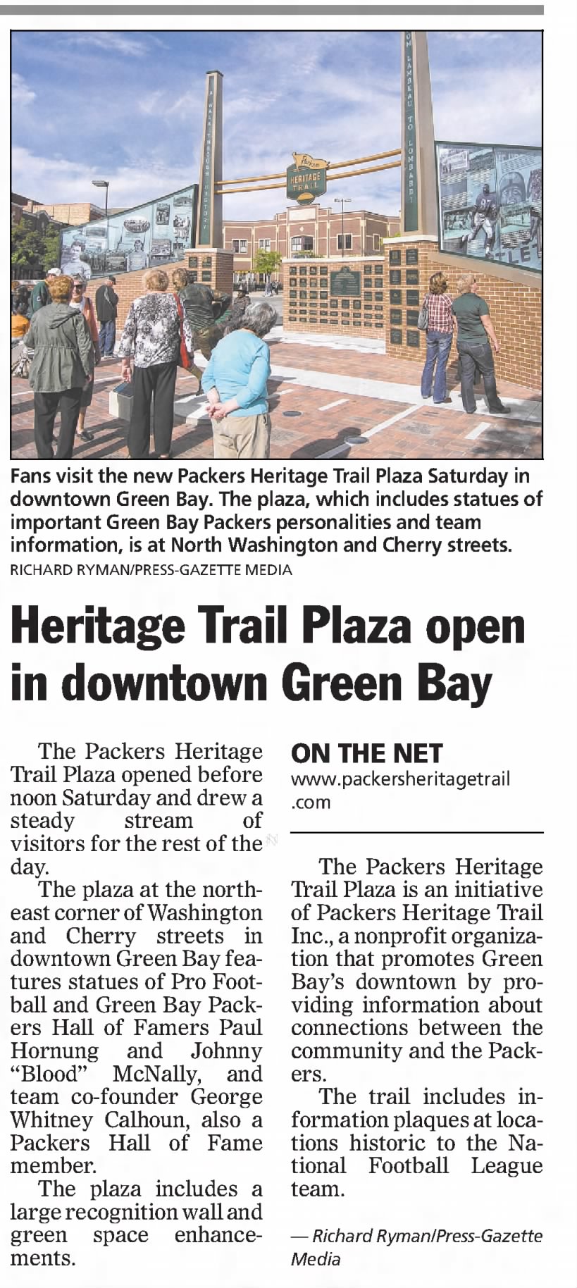 Heritage Trail Plaza open in downtown Green Bay