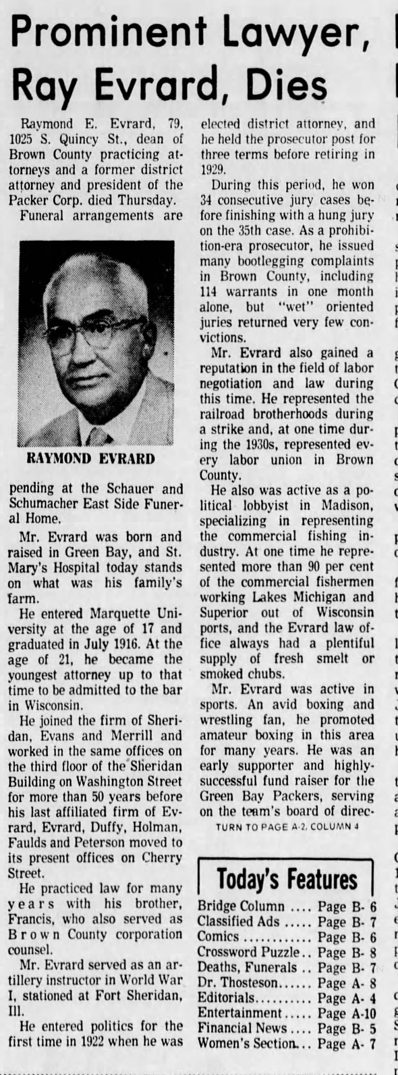 Ray Evrard obituary